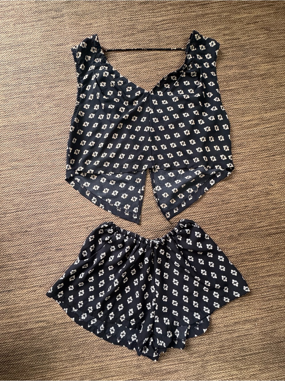Free People Black Printed Two-Piece Set